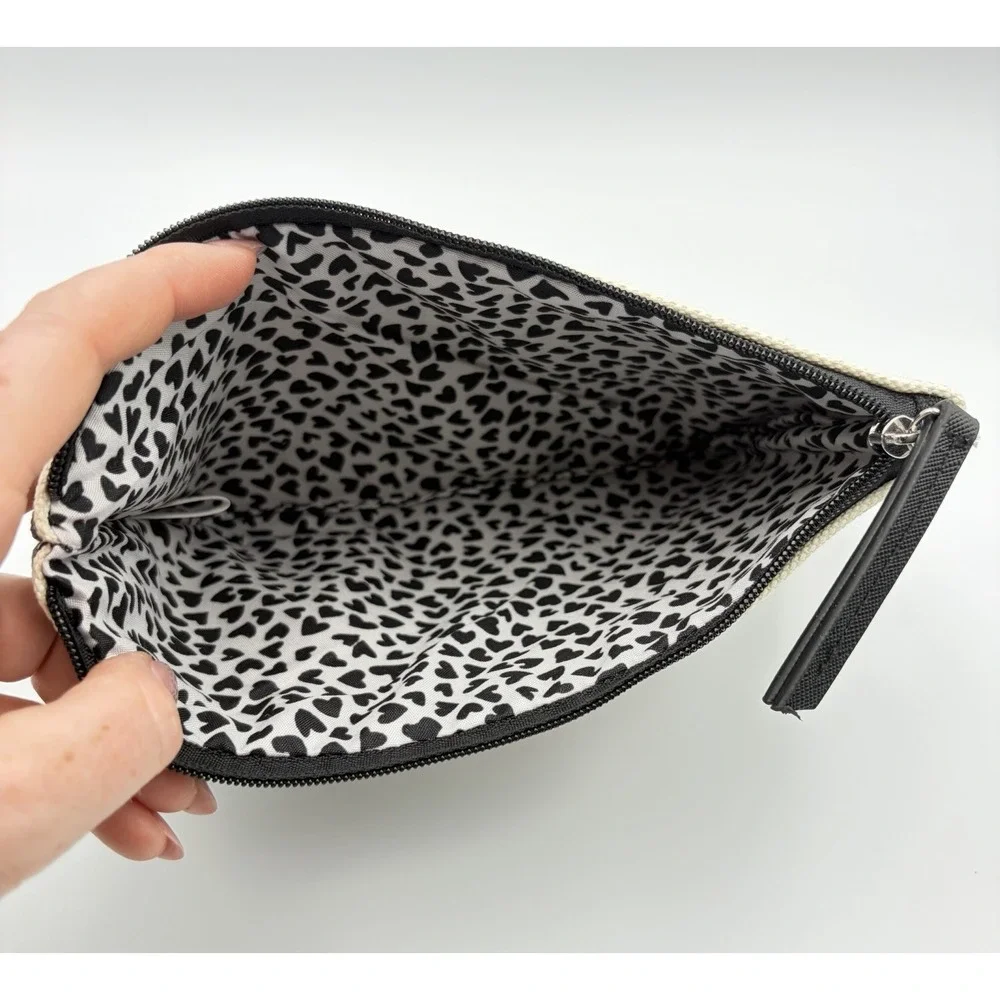 Brighton Love Canvas Makeup Bag Geometric Black White Heart Travel Pouch‎